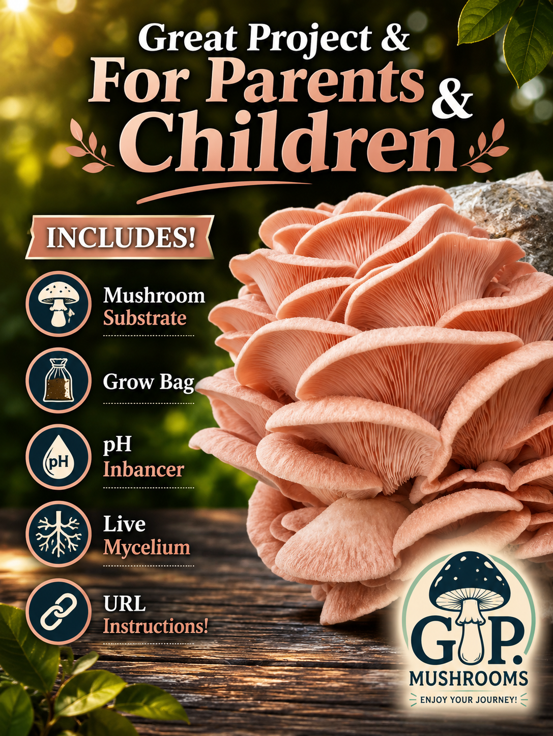 (TWO KITS!) Yellow Oyster & Blue Oyster All In One 5LB Mushroom Grow Kits