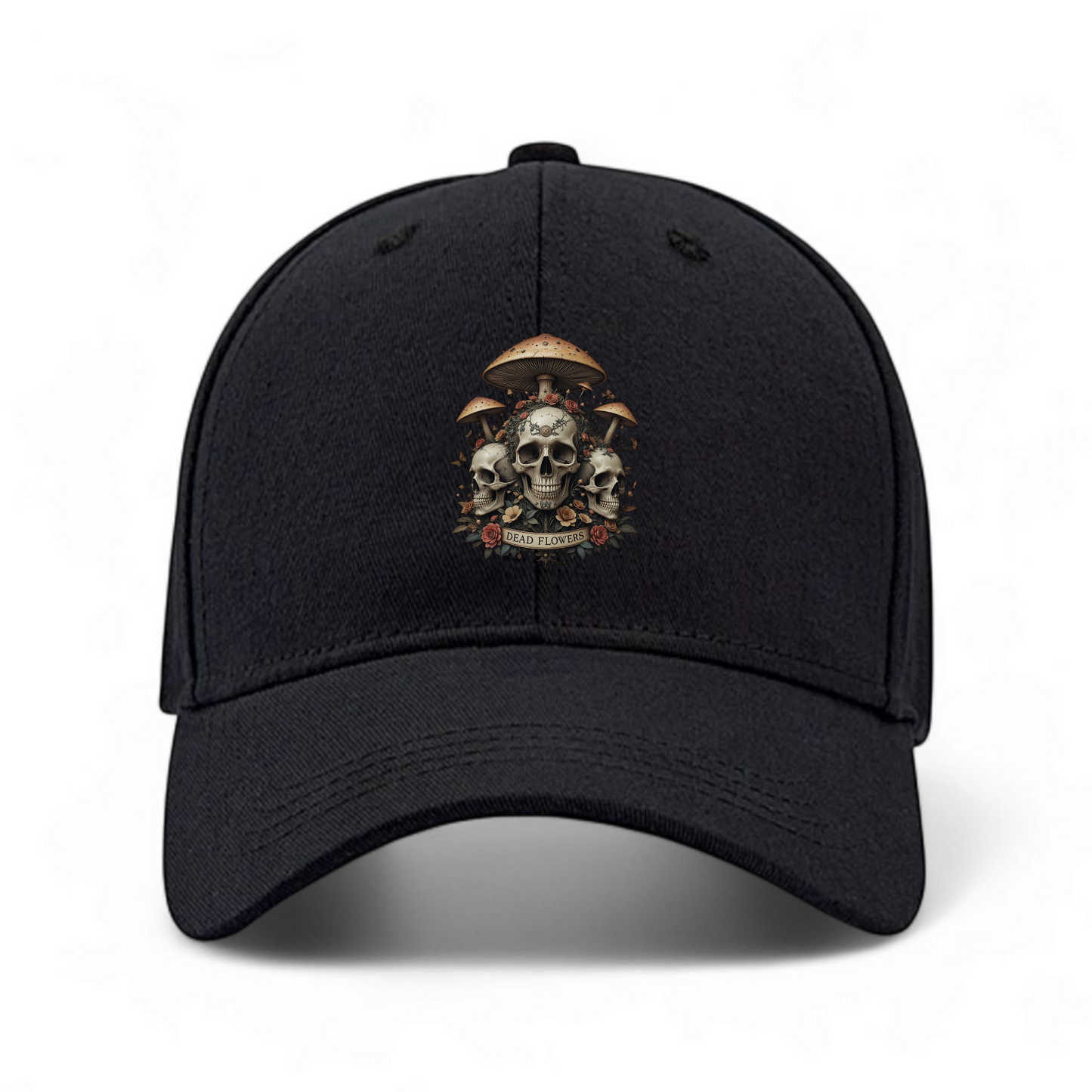 Dead Flowers Gothic Skull Mushroom Cap