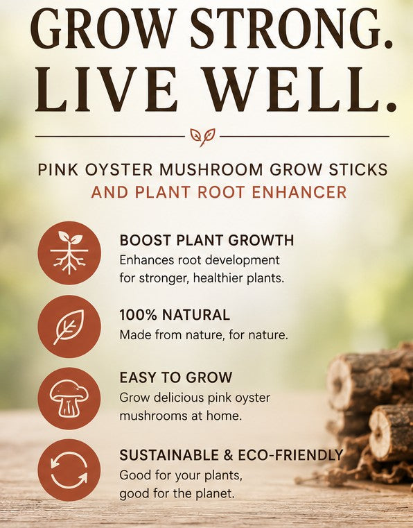 Yellow Oyster Kit & Pink Oyster Mushroom Grow Sticks | Home Mushroom & Garden Bundle
