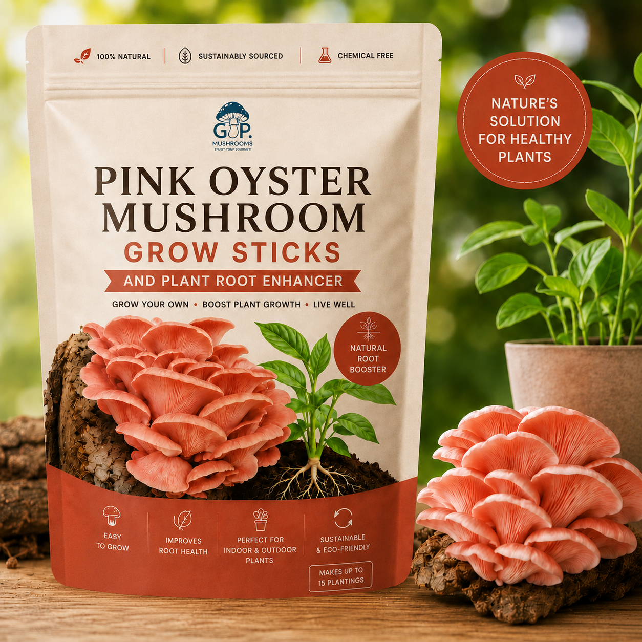 Yellow Oyster Kit & Pink Oyster Mushroom Grow Sticks | Home Mushroom & Garden Bundle