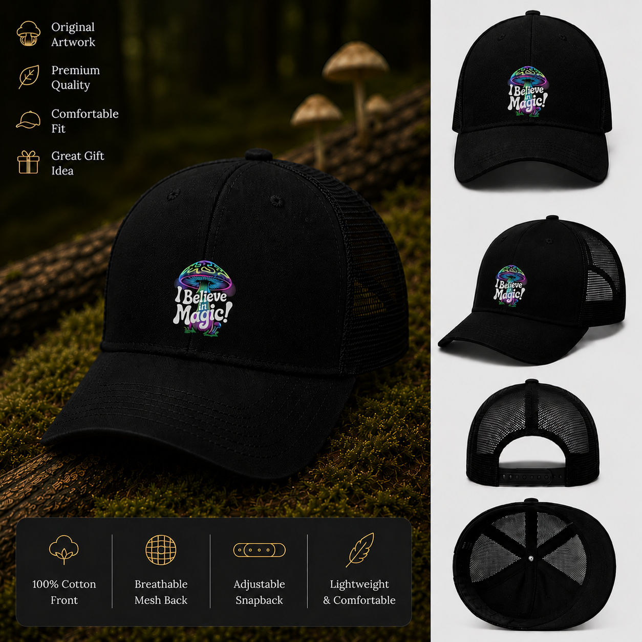 Mushroom Lover Mesh Hat | I Believe in Magic Cap