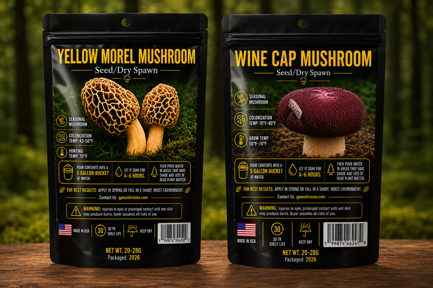Yellow Morel & Wine Cap Mushroom Spawn Bundle | Outdoor Gourmet Yellow Morel & Wine Cap Mushroom Spawn Bundle | Outdoor Gourmet