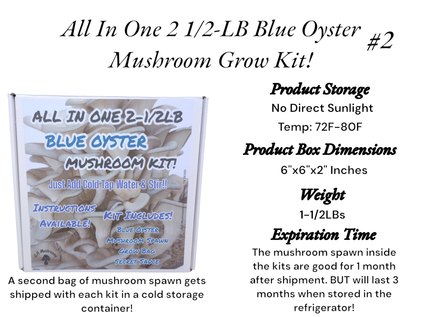 All In One 2-1/2LB Oyster Mushroom Kits!