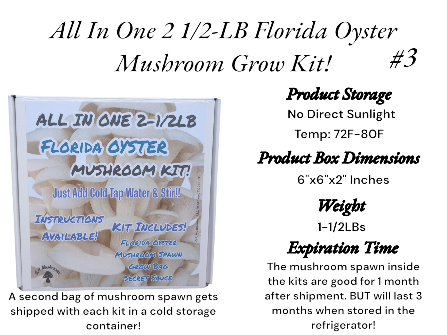 All In One 2-1/2LB Oyster Mushroom Kits!